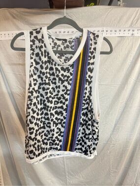 FP Movement by Free People White Black Leopard Tank with Yellow & Purple Stripe
